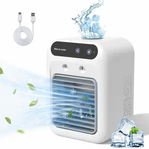 BougeRV 3-in-1 Portable Air Cooler – Rechargeable Misting Fan with Powerful Wind, 2 Mist Speeds , 500ml Large Water Tank, Mini Personal Cooling Fan for Office, Bedroom, Kitchen, Camping Beach Outdoor Activities