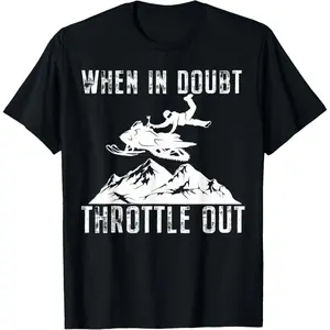 Snowmobile Sled When In Doubt Throttle Out Winter Sports T-Shirt,Made in USA