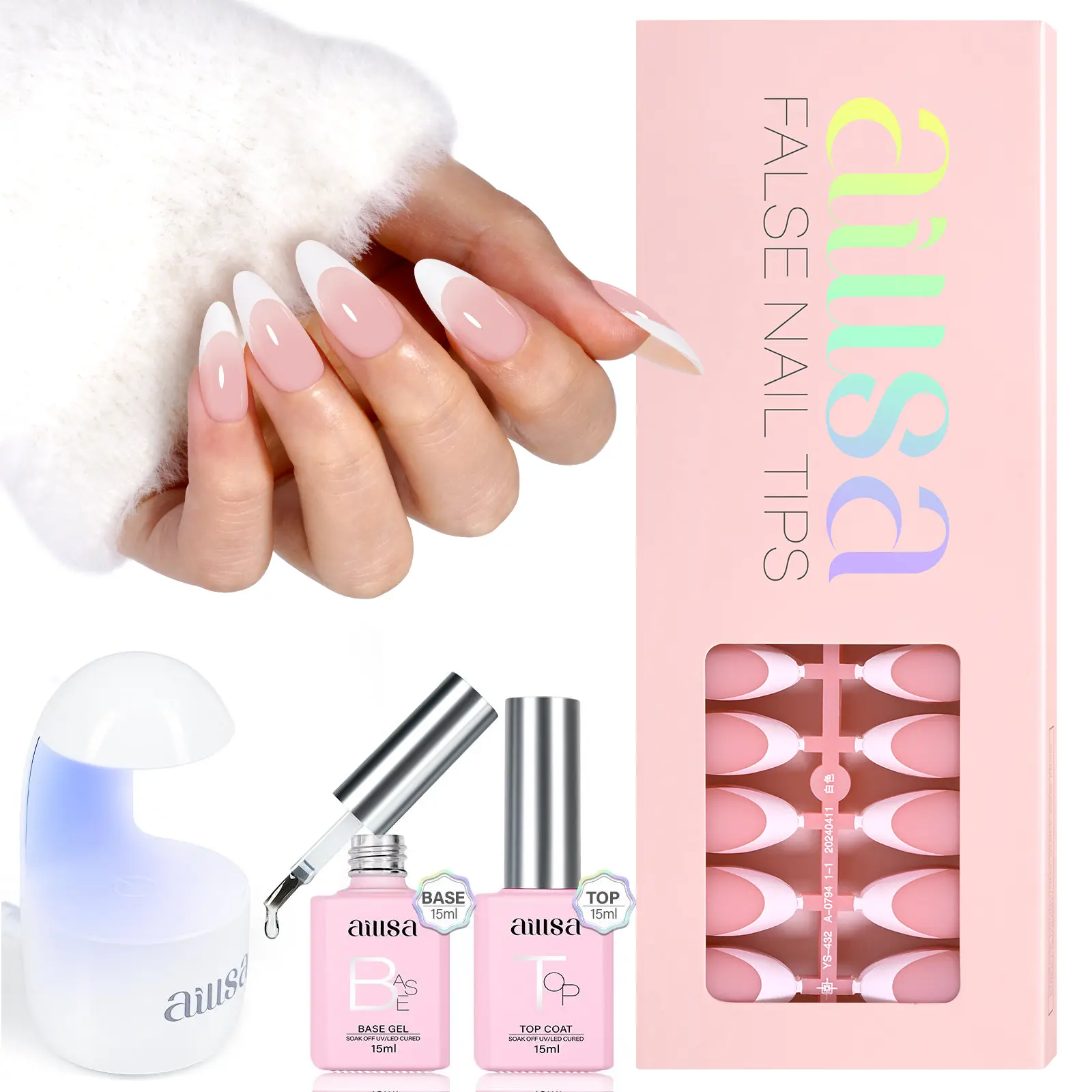 Medium Almond- Sheer pink