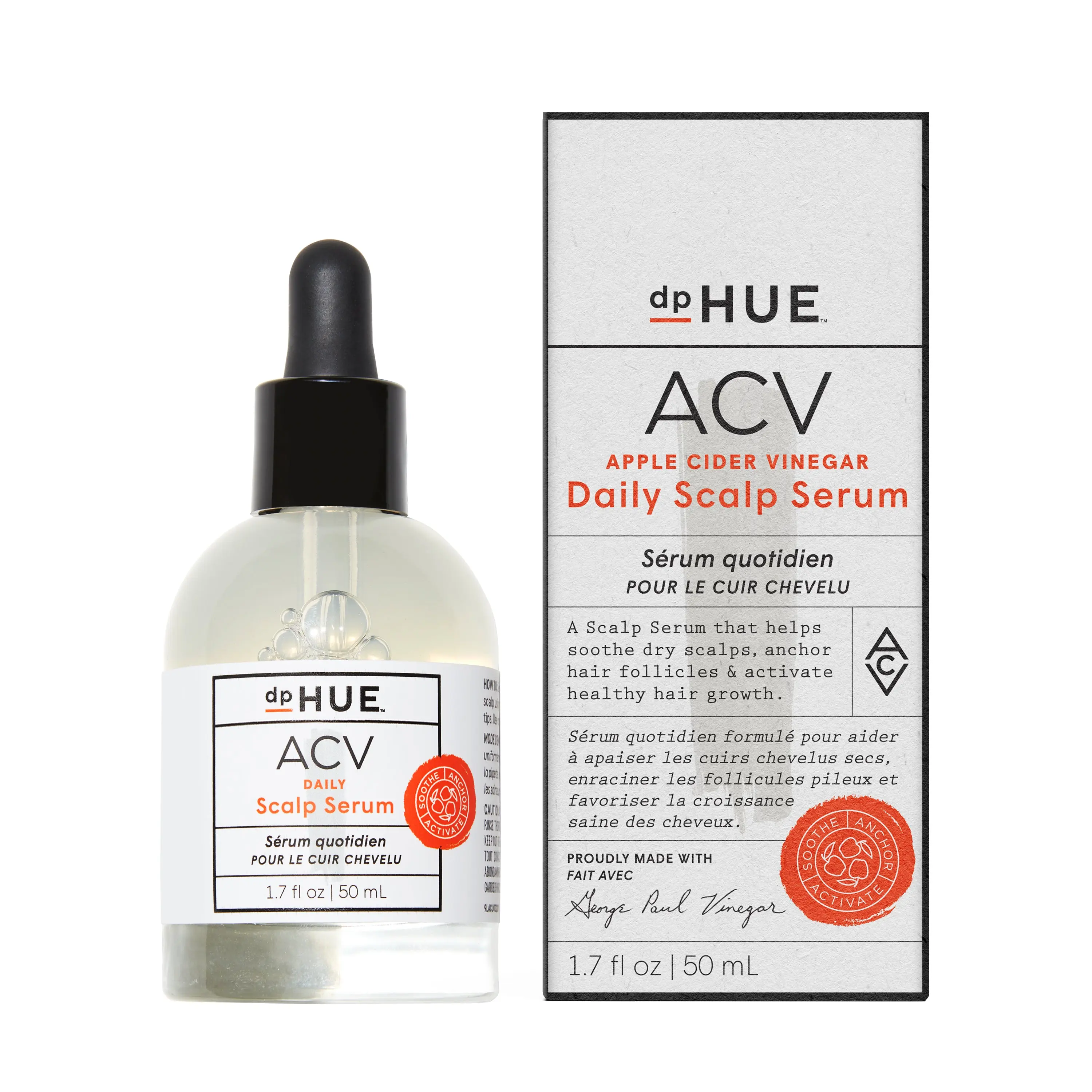 dpHUE Apple Cider Vinegar Daily Scalp Serum - Hydrating & Nourishing Weightless Oil-free Hair Serum For Healthy Hair & Scalp, Anti-shedding, Sensitive Scalp, Daily Use