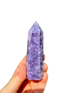 New Moon Beginnings Lepidolite Point Polished Stone Tower - Purple Color, Natural Texture, Elegant Design