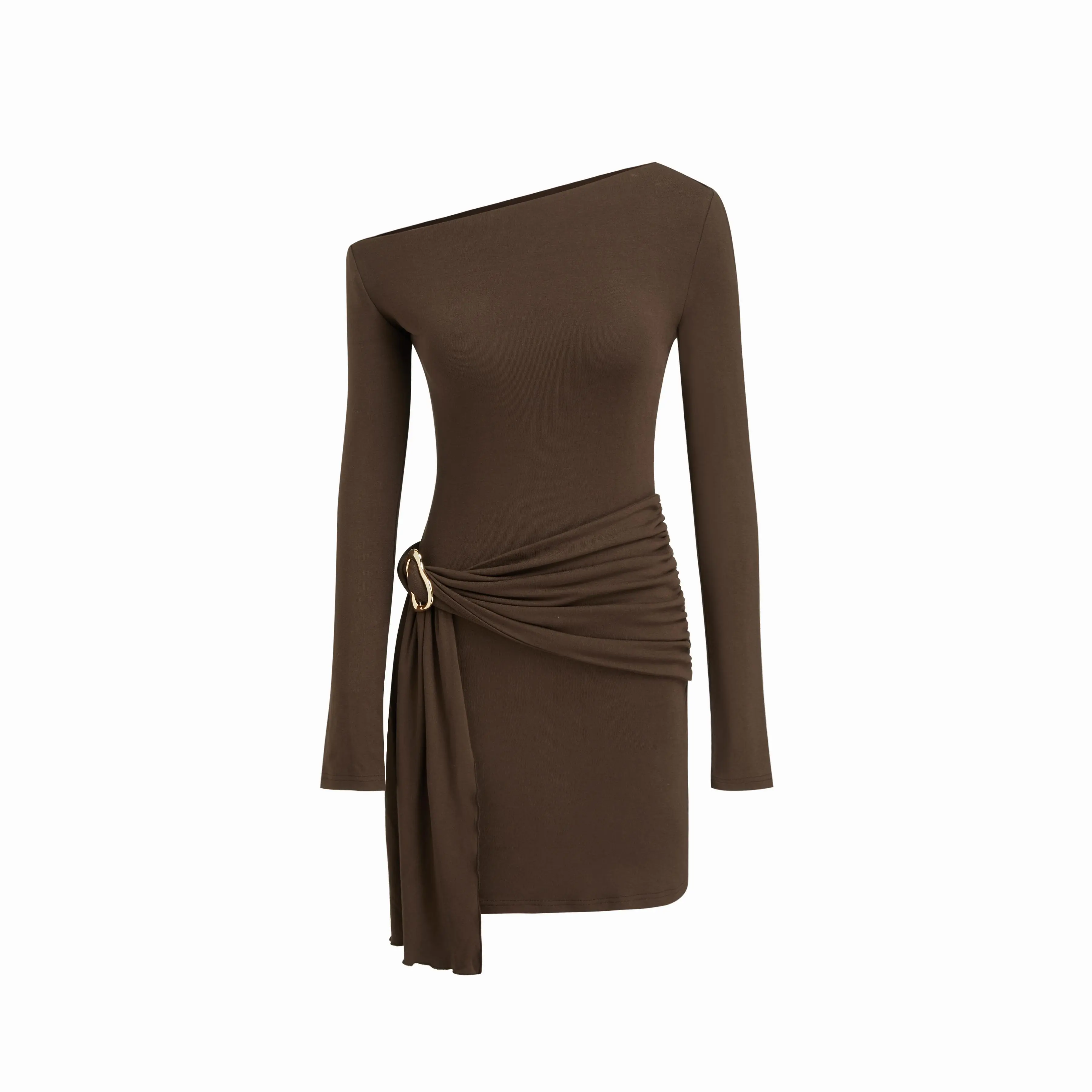 Cider Asymmetrical Neck Long Sleeve Metal Detail Draped Mini Dress SwimWeek - TikTok Shop Cider Asymmetrical Neck Long Sleeve Metal Detail Draped Mini Dress SwimWeek - TikTok Shop