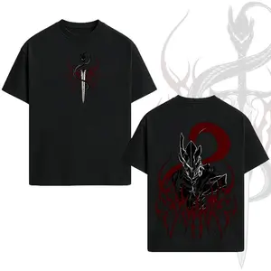 Valentine Shirts  Igris Bloodred X Solo Leveling Shirts Anime Double Printed Oversized Lightweight Acid Washed Soft Cotton Graphic Tee, Oversized Manga T-Shirt, Gift For Solo Leveling Fans