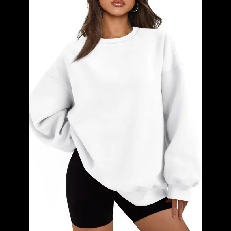 Round neck hoodie white