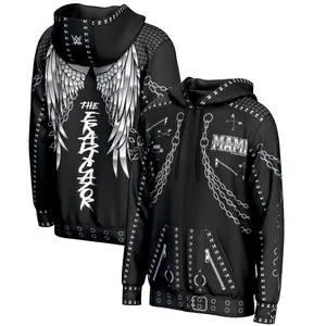 Rhea Ripley WWE 3D Zip Hoodie Black The Eradicator Angel Wings Chains MAMi Logo Print Unisex Streetwear Casual Fall Winter Spring Loose Fit Wrestling Fan Apparel Gift Men Women