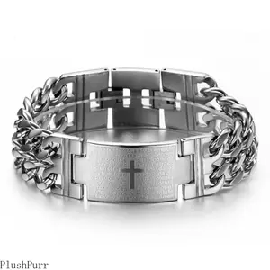 2026 Punk European-American Style Cross Double-Row Titanium Steel Couple Bracelet, Unisex Men's Accessories for Leisure & Outdoor Activities