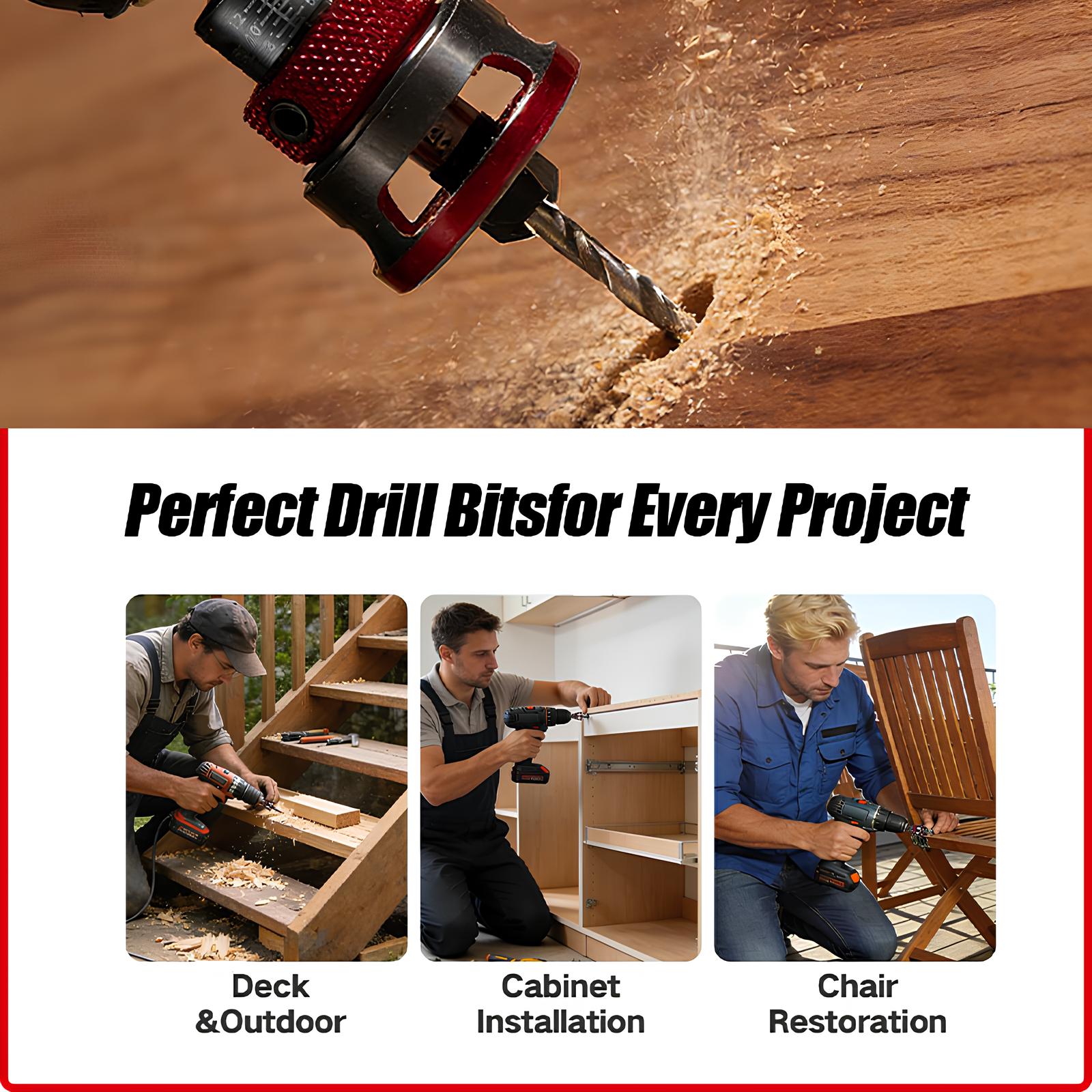 9PCS Countersink Drill Bit Set Adjustable Depth Stop Collar 82 Degree Tapered Hex Shank Wood Drill Bits Clean Countersink Holes No Splitting DIY Woodworking MDF Plywood Screwdriver Bits Home Improvement Tool Set