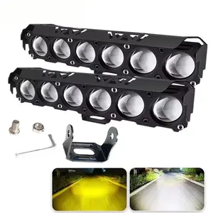 6 Lens Motorcycle LED Spotlight Dual Color Hi/Low Beam Fog Lamps for Car Trucks SUV UTV 12V 24V Mini Lens Headlight Driving Light