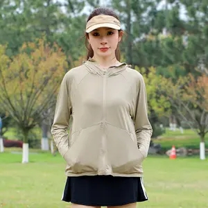 2026 UPF 50+ Sun Protection Jacket for Women Summer Outdoor Ice Silk UV Blocking with Face Covering Breathable Panels Thumb Holes 3XL