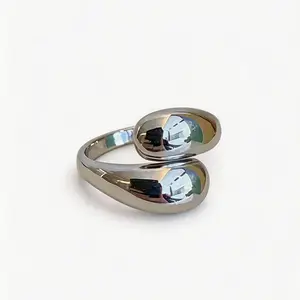 Adjustable Crisscross Wrapping Ring Band with Open Surface and Smooth Finish - Fashion Costume Jewelry Accessory
