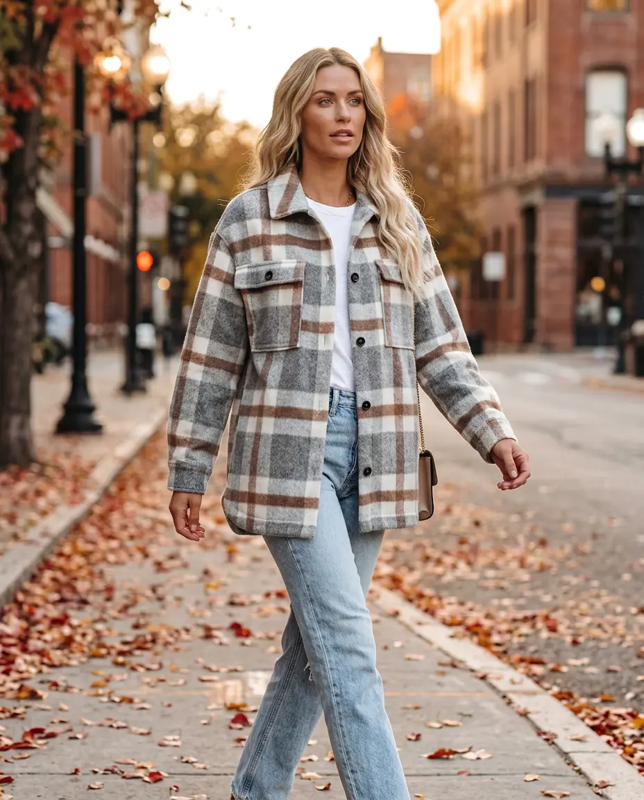 Women's Plaid Button-Down Flannel Shirt