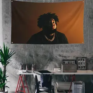 Rapper  40in*60in TapestryHip Hop Flag Tapestry, 4 Brass Grommets, Home/Dorm/Party Decor Hanging Vinyl