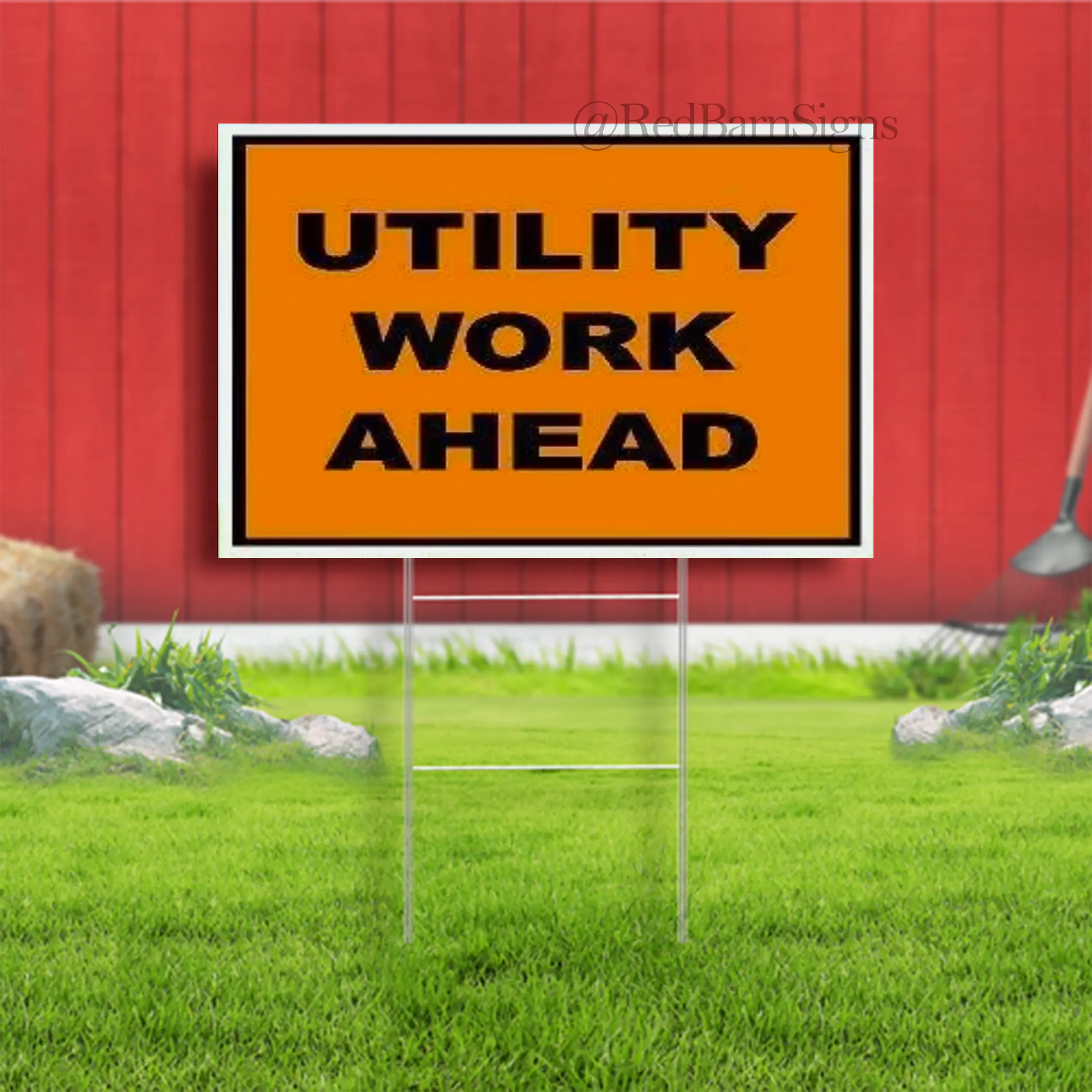 Utility Work Ahead Yard Sign Road with Stand LAWN SIGN