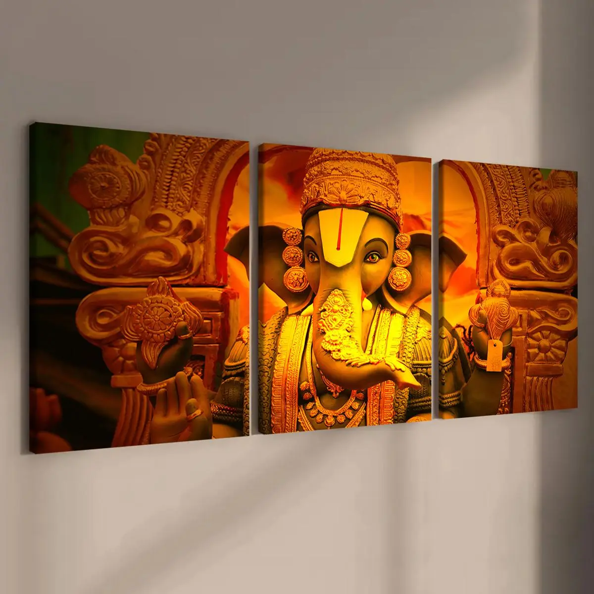 3 Counts Wooden Framed Canvas, Traditional Ganesha Poster, Fashion Living Room Decoration, Modern Art, Perfect Home Poster, Wall Art Murals, Apartment Dormitory, High Definition, Waterproof, Art
