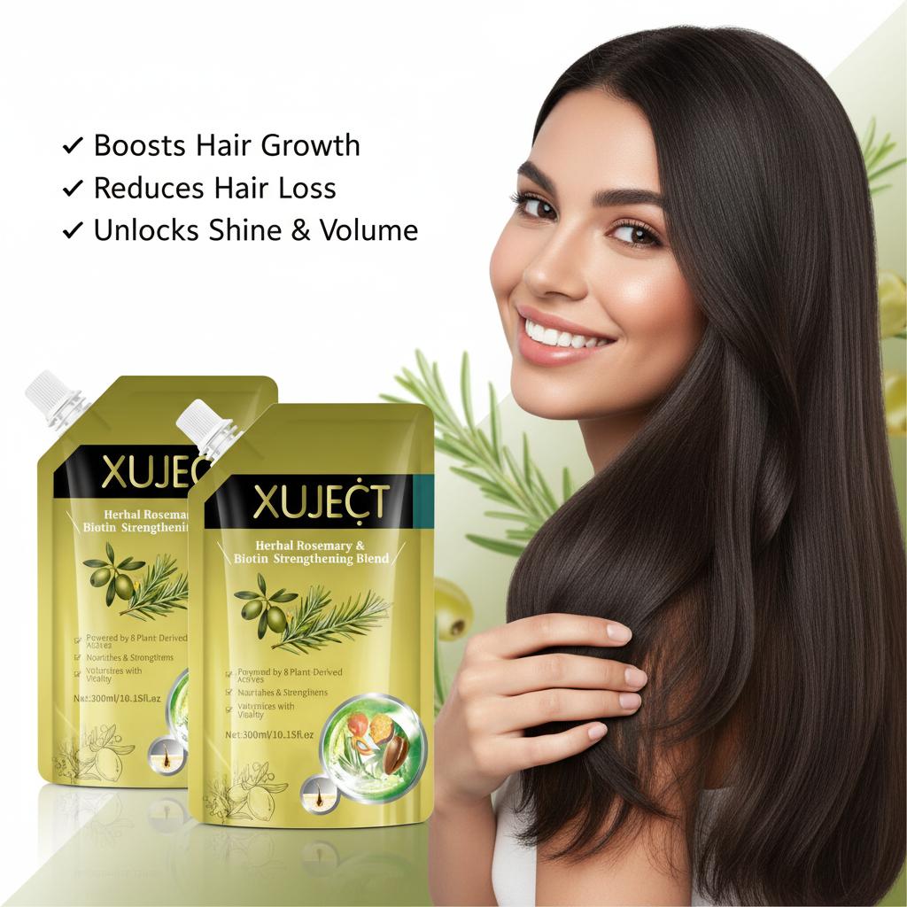 XUJECT Rosemary & Biotin Hair Growth Shampoo 300ml – Restore Nourishing Winter Shampoo Haircare | Strengthening & Anti Hair Loss Formula with 8 Herbal Actives | Buy 1 Get 1 Free | Daily Scalp Care for Oily Roots, Thin Hair & Stress Shedding
