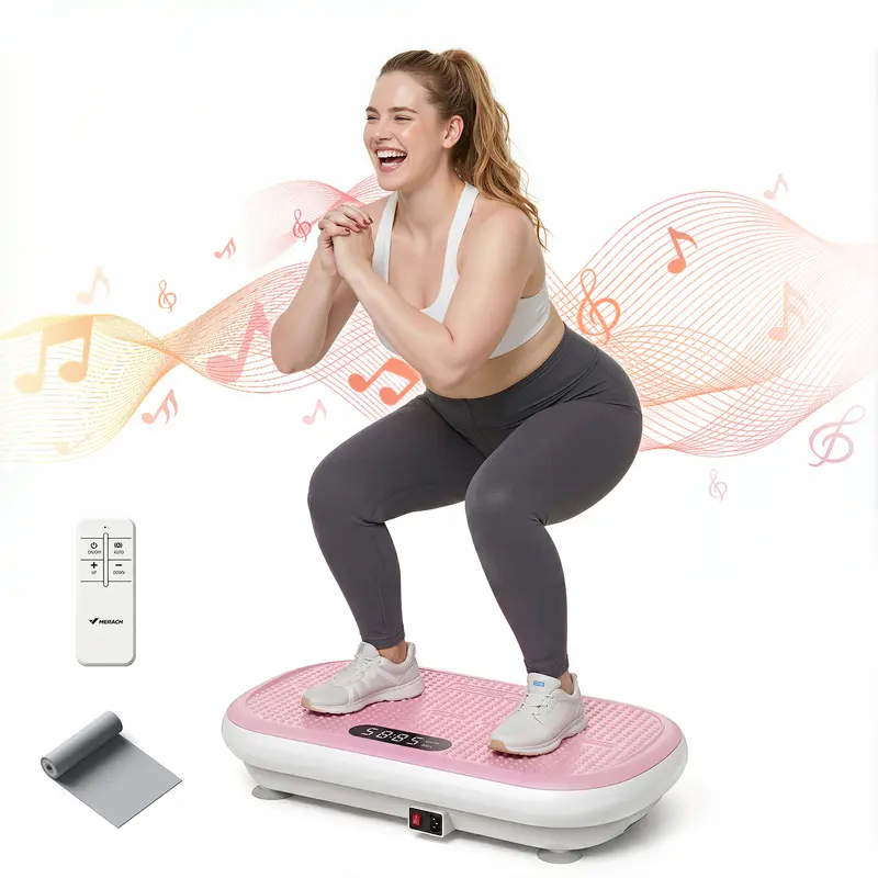 Merach High-Power Vibration Plate Exercise Machine,440lbs Weight Capacity, Bluetooth Remote Control, 4 Workout Modes for Home Gym Fitness Equipment BackToSchool