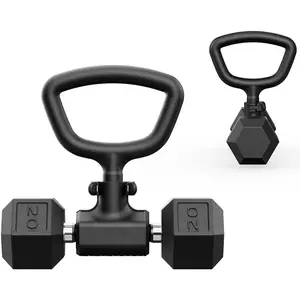 Convert Dumbbells into Kettlebell by  - Adjustable Weights & Up to 220LB Capacity Kettlebell Handle for Weight Lifting, 90- Rotating Handle, Compatible with Dumbbells (max 1.5" handle diameter, min 4.5" handle length)
