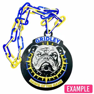Custom Team Big Logo Necklace 3D Printed Precision Design Adjustable 7 Inch Pendant Planner With Chain Included Football School Spirit Jewelry Graduation Baseball