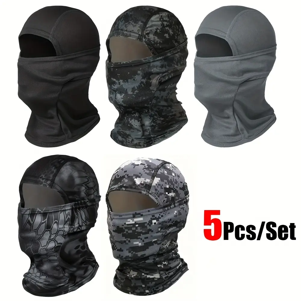 Unisex 5-Piece Set Breathable Sun Protection Masks for Outdoor Sports Running Hiking Fishing Skiing Cycling Multifunctional Headscarf Neck Gaiter, One Size, 5 Pieces