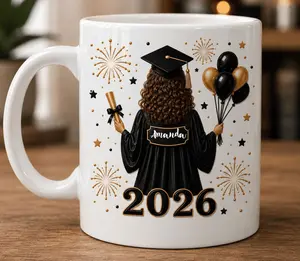 Black & Gold Grad Mug - 11oz (Custom)