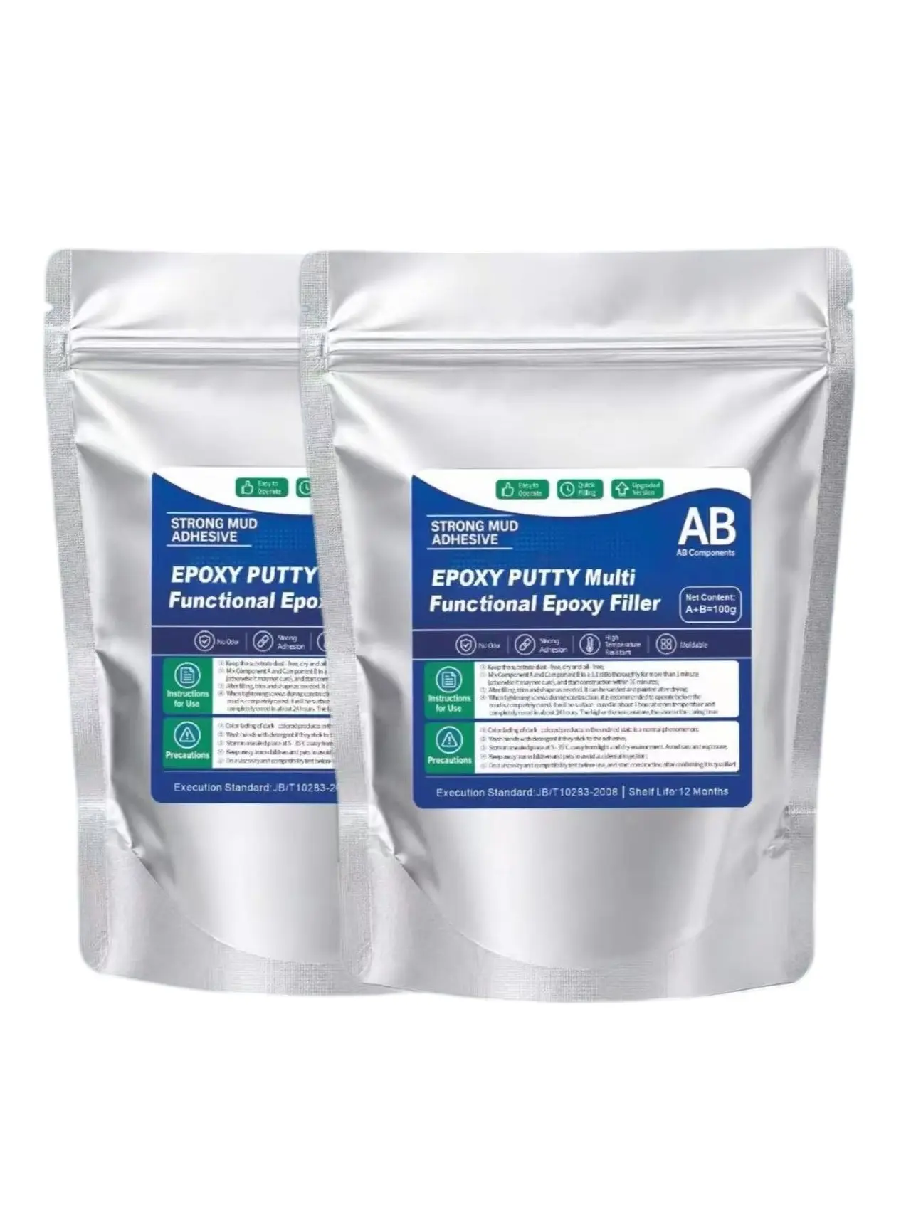 Easy Knead Steel Epoxy Putty - Waterproof, Heat-Resistant, Drillable Universal Adhesive Repair Compound for Pipe Leaks, Household Damage on Metal, Wood, PVC, Ceramic