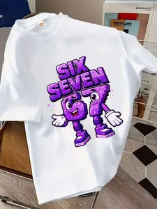 Boys' Casual Summer Short Sleeve T-Shirt, Cartoon Number Design, Loose-Fitting Tee, Outdoor Wear, Best Selling