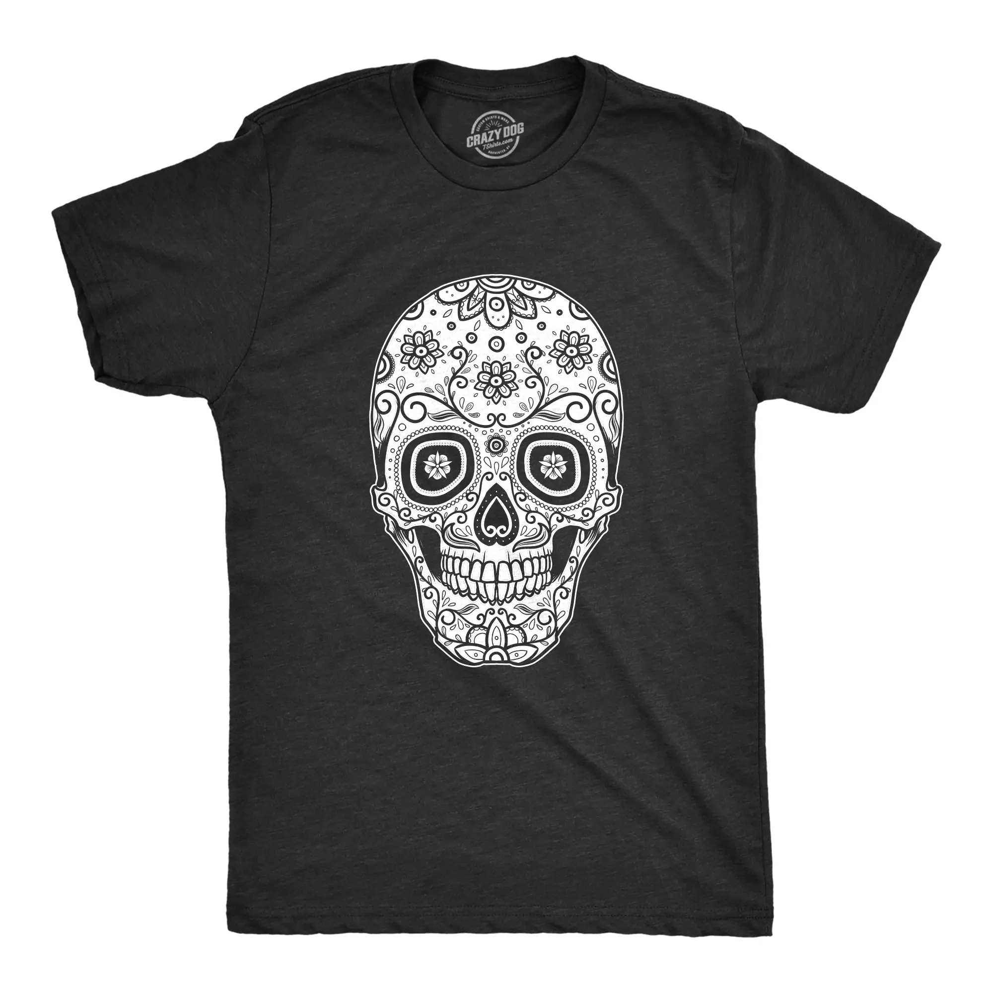 Mens Sugar Skull Cool Mexican Crystal Day of The Dead Mask T shirt Mens Funny T Shirts Cool Vintage Fashion T-Shirt Gift Classic Menswear Cinco De Mayo Apparel for Men Funny Drinking Short Sleeve Novelty Tees Black -