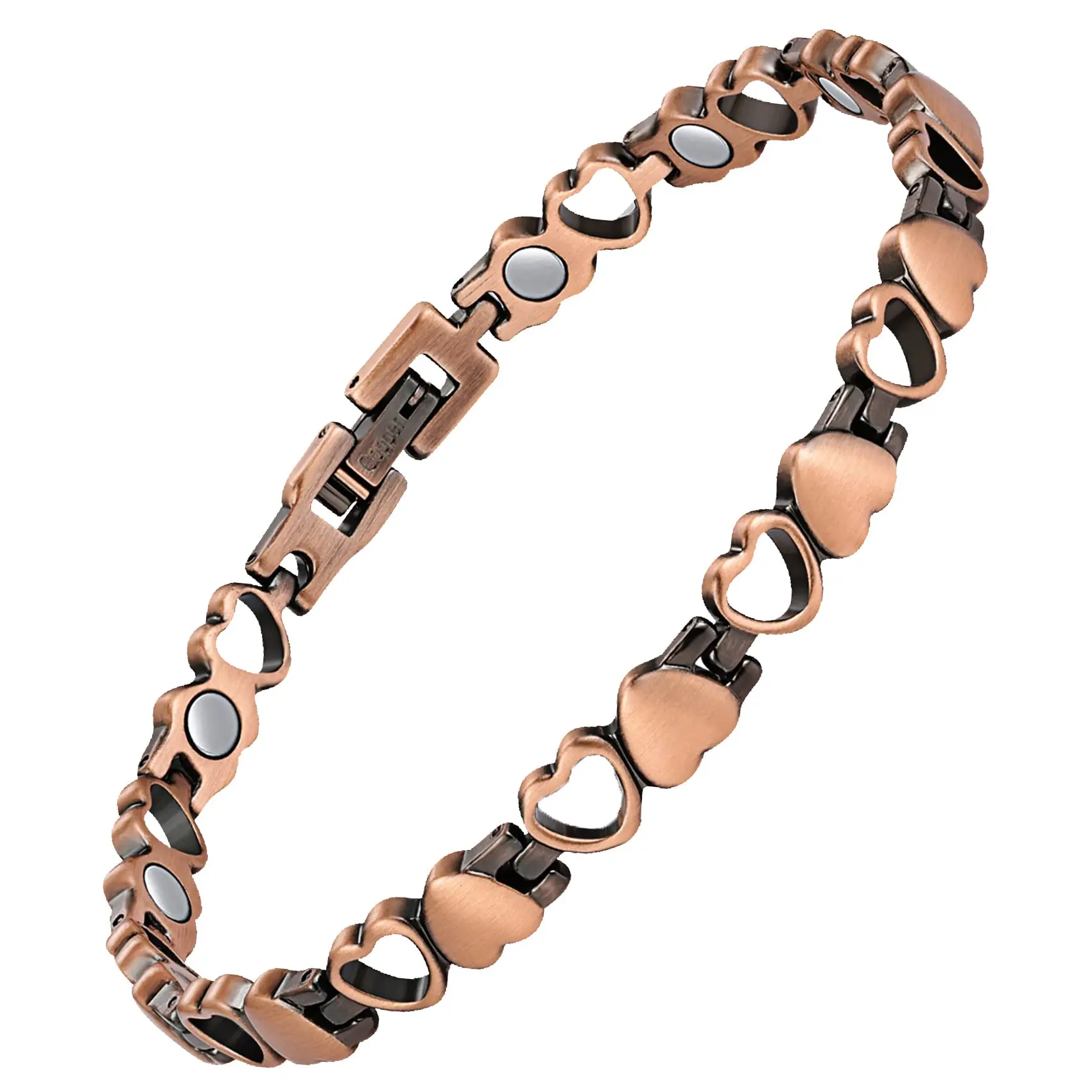 Magnetic Heart Bracelet for Women Adjustable Rose Gold Copper Bracelet Heart Link Fashion Jewelry Gift for Mom Wife Girlfriend