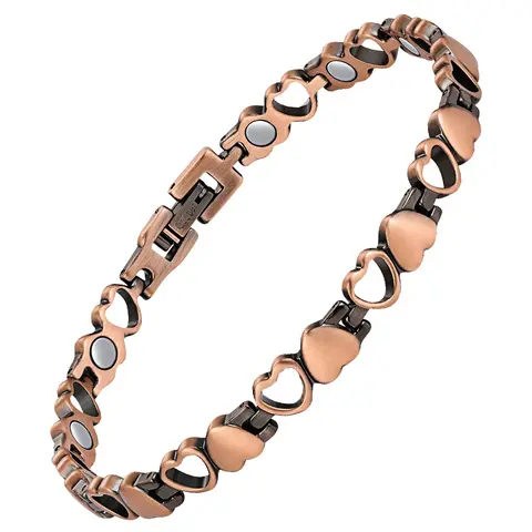 Nandudu Heart Copper Magnetic Bracelet & Anklet for Women Adjustable Tool Fashion Jewelry Gift for Mom Wife Girlfriend