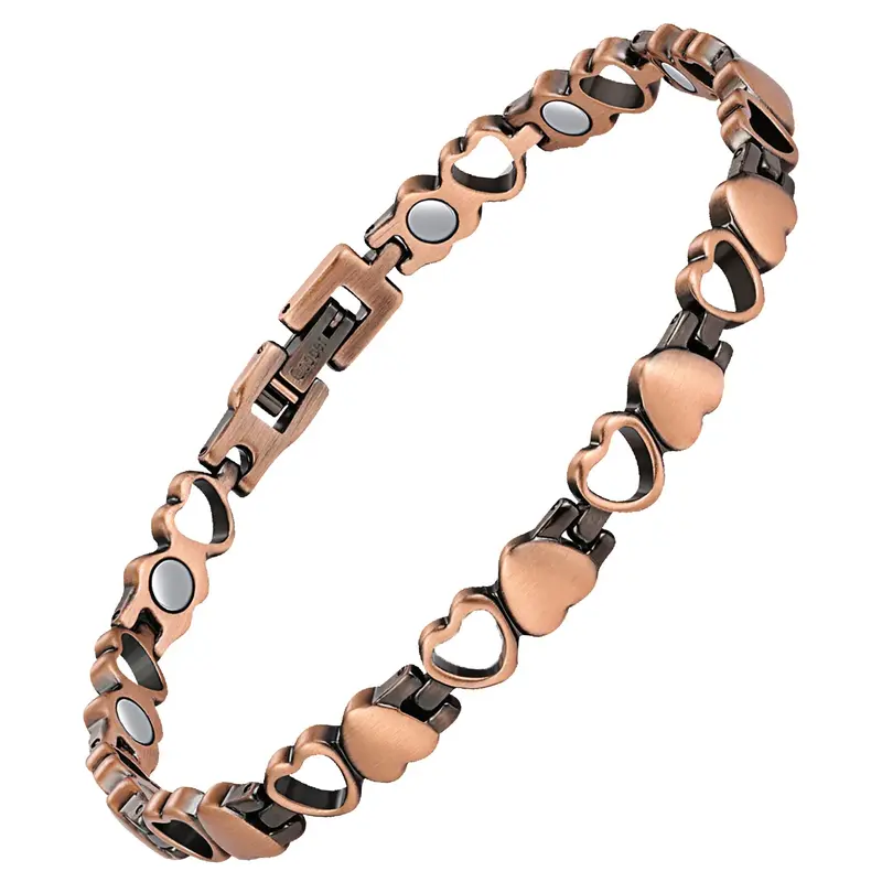 Nandudu Heart Copper Magnetic Bracelet & Anklet for Women Adjustable Tool Fashion Jewelry Gift for Mom Wife Girlfriend