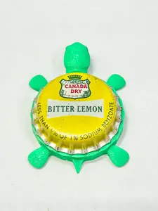 Canada Dry Bitter Lemon Soda - Bottle Cap Magnet Turtle