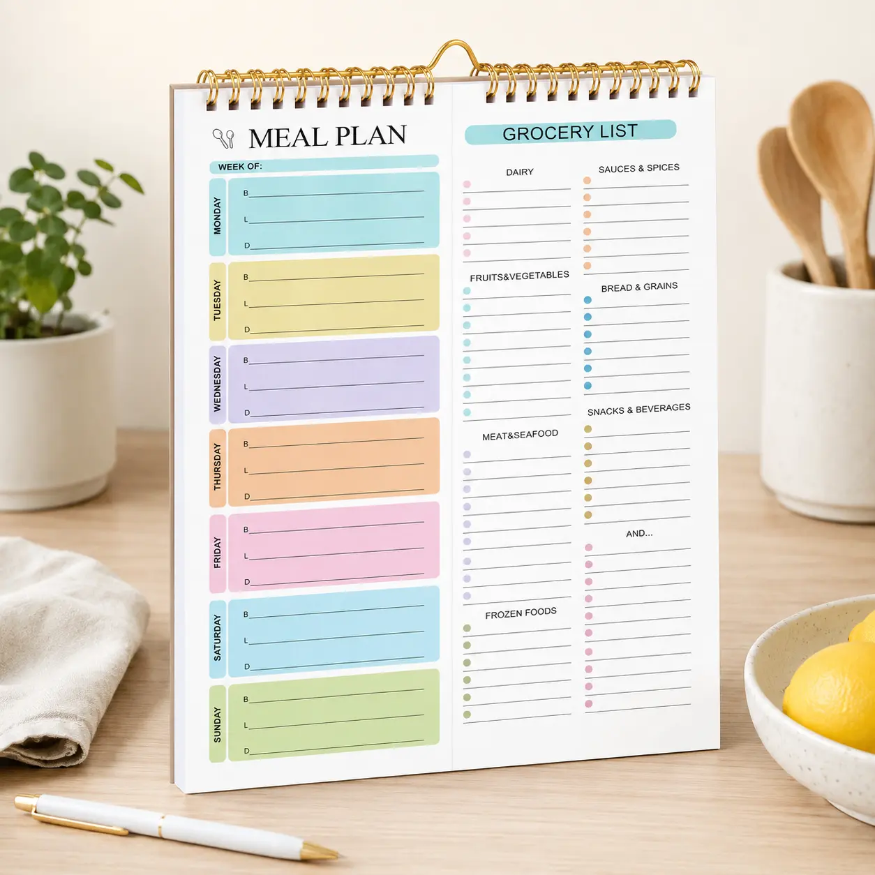 A4/A5 Weekly Meal Planner Notebook 52 Sheets, Magnetic, Wall-Mountable Grocery List & Menu Planner,Daily Weekly Monthly Schedule Checklist Notebook for Home,Figure manager, father's day gifts,home essential