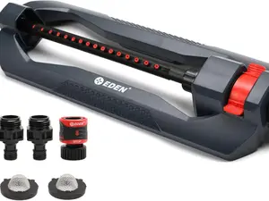 Eden 96213 Lawn & Garden Essential Oscillating Sprinkler with 16 Precision Nozzles, Heavy Weight Base, and Leak-Proof Connector for Up to 3600 sq. ft.