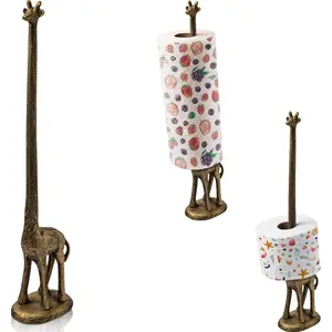 Giraffe Paper Towel Holder for Kitchen or Decorative Toilet Paper Stand for Bathroom -  Antique, , Whimsical  Design Roll Dispenser for Home Decor