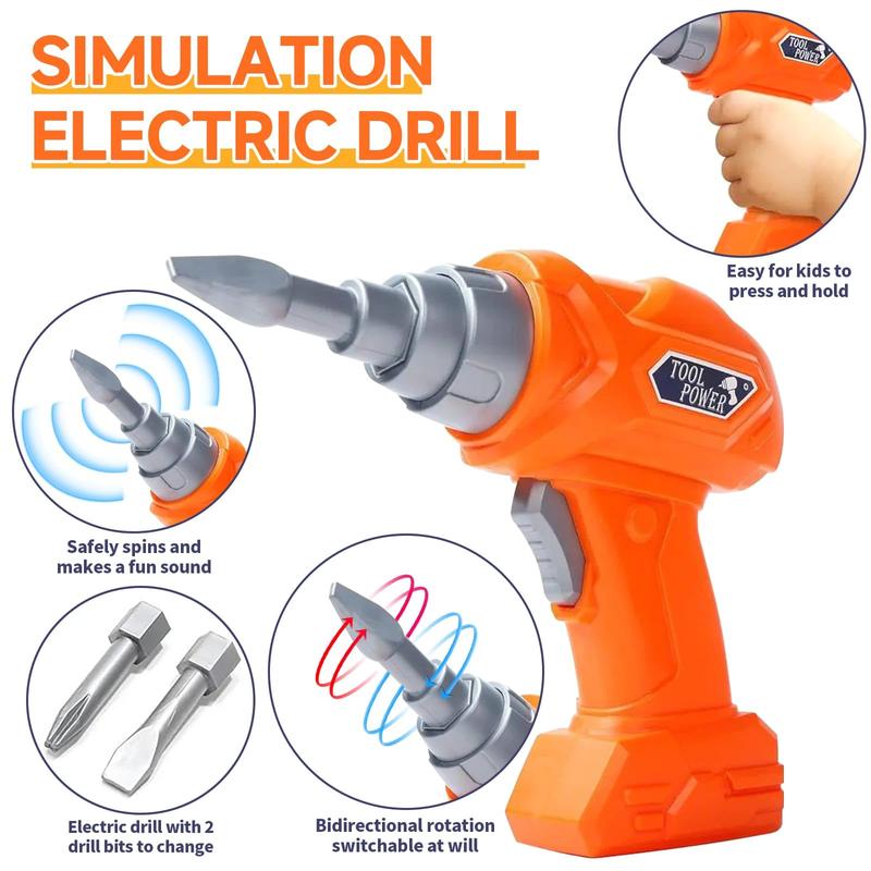 Kids Tool Set - Toddler Tool Kit with Drill, Includes Construction Toys for Boys & Girls Ages 3-6, Ideal for Christmas and Birthday Gifts