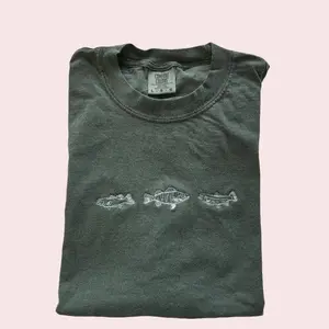 Fish Sporting Embroidered Pullover T Shirt, Embroidered Comfort Colors Ultra Soft Tee, Cute Every Day TShirt