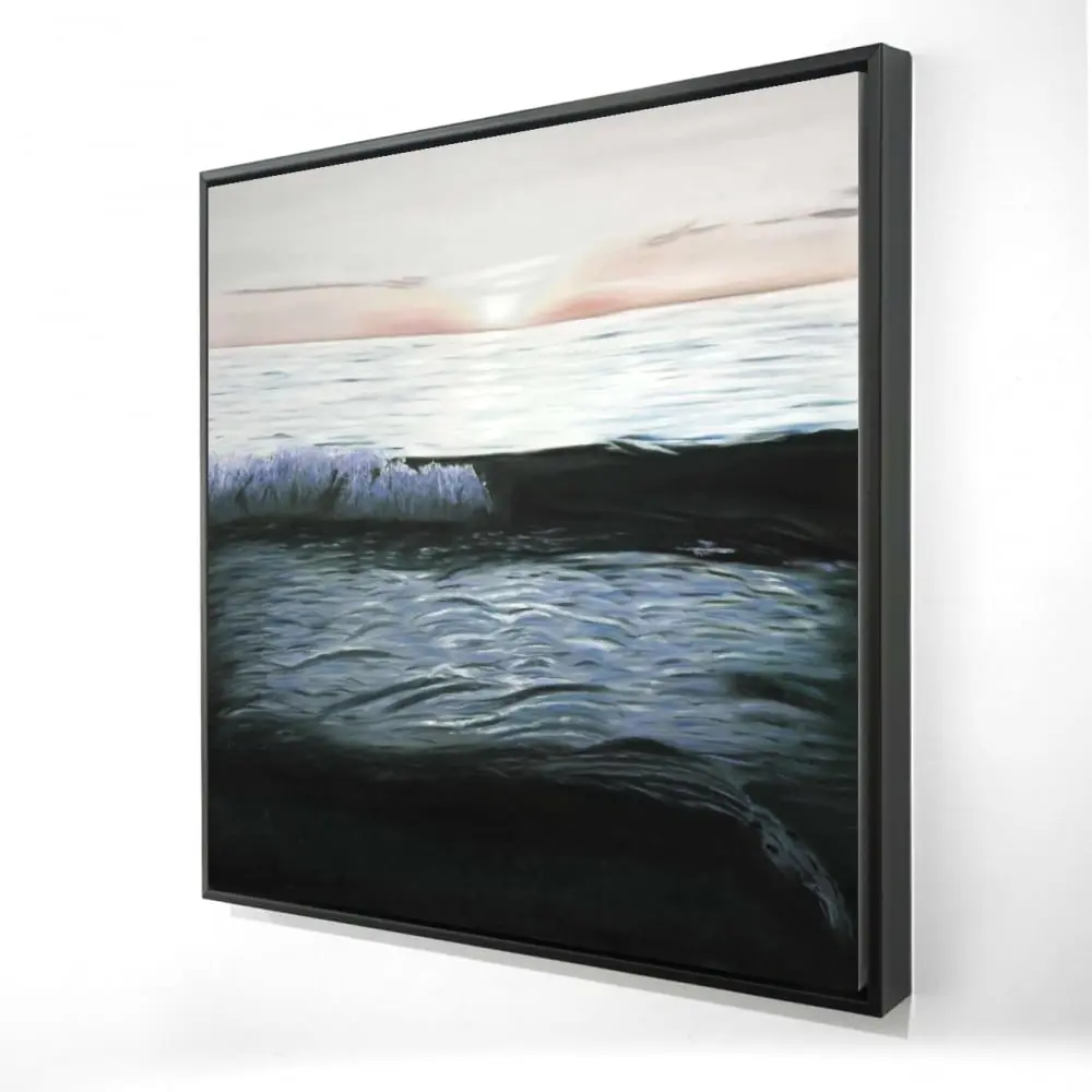 Begin Home Decor 2081-2424-CO149 24 x 24 in. Turquoise Coastal Marine Framed Canvas - Desaturated Sunset