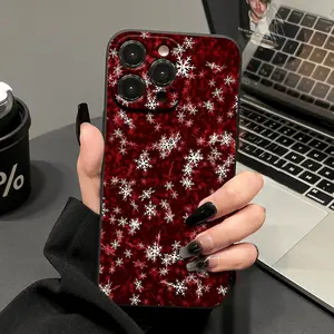 This red, sparkly star and snowflake pattern TPU full-coverage camera phone case is drop-proof and non-slip, suitable for iPhone 17, 16, 15, 14, 13, 12, 11, XS, X, Samsung, and other models. It makes a great gift for friends or family.
