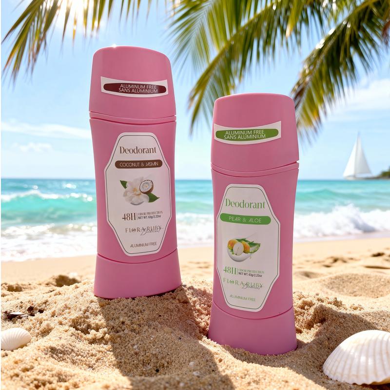 Flora Ruby Fruit-Scented Deodorant – Aluminum-free, with natural coconut and jasmine ingredients, effectively combats odor-causing bacteria – Helps lighten underarm dark spots – Removes impurities and dead skin cells – Provides a refreshing scent.