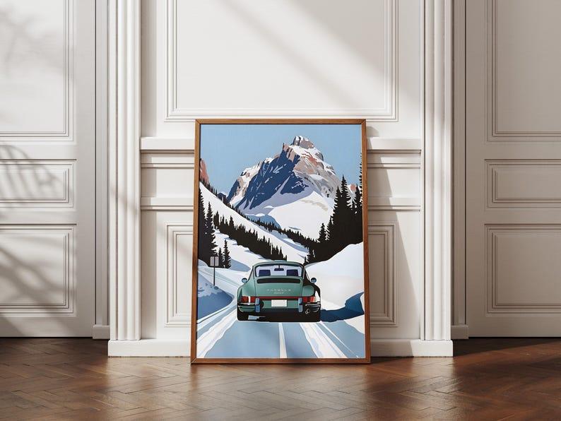 Carrera Poster Alpine Berge Snow Car Poster Vintage Malika Favrev – Trendy Dorm Room and Bar Cart Decor, Trending Wall Art, Home Decoration
