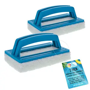 Hand-Held Pool Scrub Brush, 2 Pack - Scrubbing Pad - Clean Pool Tile, Walls, Vinyl Liners, Spas - Surface Cleaning, Kitchen, Bathroom