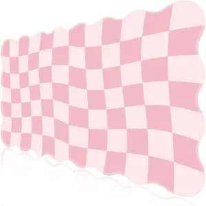 Pad,Geometric Desk Mat XXL Large Scalloped Gaming Mousepad,35.4x15.7in Non-Slip Rubber Base Keyboard Pad  Desktop Mat for Laptop    Office-Checkered