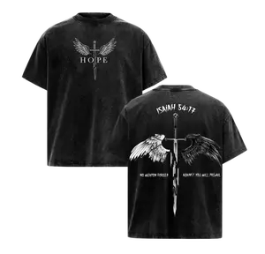 valentine shirts Isaiah 54:17 Bible Verse T-Shirt Washed , No Weapon Formed Christian Shirt, Sword and Angel Wings Faith Streetwear Graphic Tee, HOPE Jesus Apparel Church Outfit Gym Pump Cover  Washed Streetwear Shirt  soft cotton  vintage streetwear