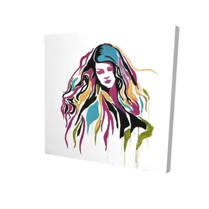 Begin Home Decor 2080-2424-FI82 24 x 24 in. Yellow Retro Shapes Canvas - Woman Graffiti Art Home Decor