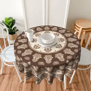 Bohemian Floral Pattern Round Tablecloth, Elegant Tablecloth, Table Decoration Supplies for Home Kitchen Dining Room Party, Picnic Table Cover