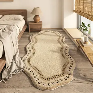 Modern Wave Line Vintage Geometric Print Rug, Modern Abstract Rug, Household Decorative Rug, Long Striped Carpet for Living Room Bedroom, Washable Easy Clean Velvet Mat