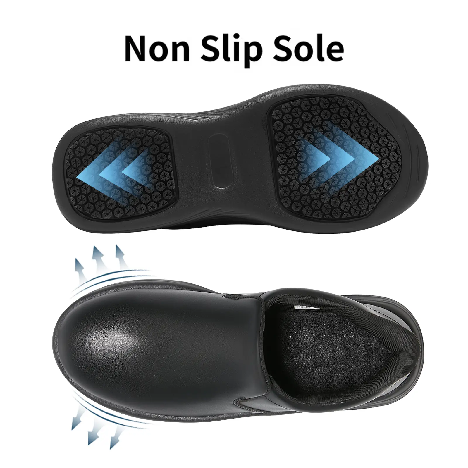 Men's Enhanced PU Chef Footwear - Wide-Toe Slip-On Work Shoes, Slip-Resistant, Oil-Resistant, Waterproof, With Reflective Strip, Comfortable, Easy To Clean, Suitable For Kitchen, Healthcare Work