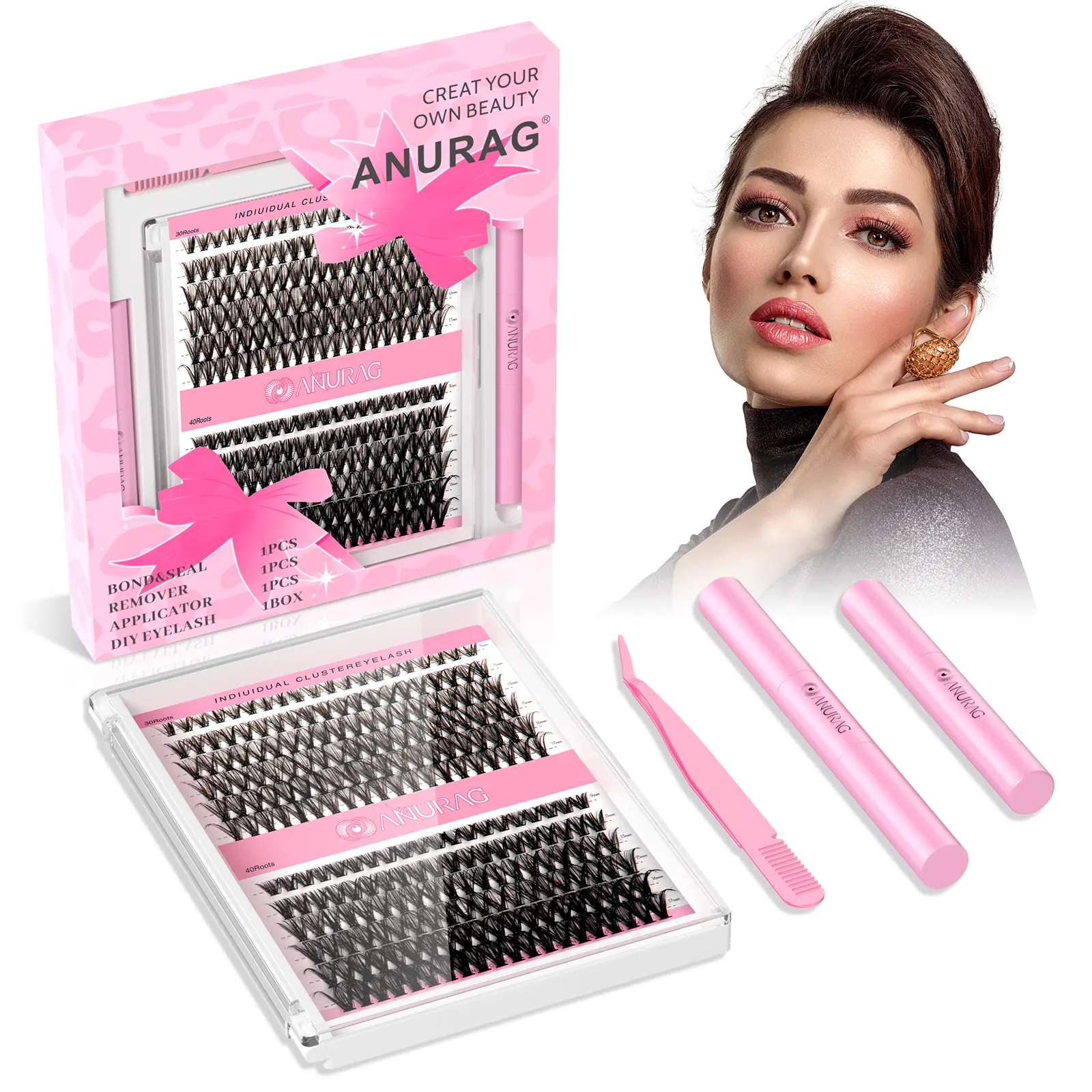Cluster Eyelash Extension Kit, Eyelash Bonding and Sealing, Eyelash Tweezers, Eyelash Remover at Home Makeup Eyelash Extensions Cat Mascara springtok fairy lash clusters ，#SummerWins #DealsForYouDays #Father's Day gift
