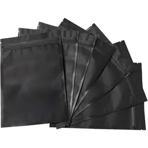 100 Pack Mylar Bags 5.5 x 7.8 Inch Resealable Foil Pouch Bag Food Storage Pouch Matte Black