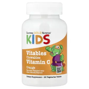California Gold Nutrition Vitables®, Chewable Vitamin C with Bioflavonoid Complex for Children, Orange, 90 Vegetarian Tablets